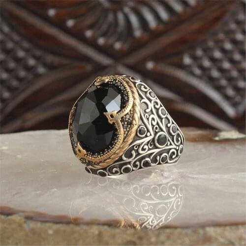 Crystal Cut Zircon 925 Sterling 925 K Silver Men 'S Ring