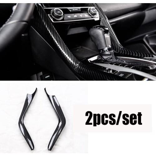 Fit For HONDA Civic 10th 2016 2017 2018 2019 2020 ABS carbon fiber Gear Shift Sides Trim Strip 2pcs