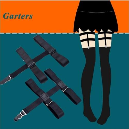 Womens Stockings Garters Anti-slip Garter Leg Suspenders Shirt Braces Elastic Uniform Business strap Shirt Garters 2pcs/pair