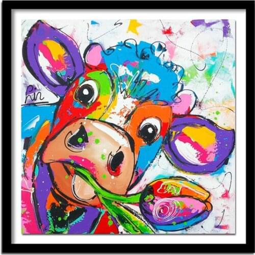 5D full square Diamond DIY Diamond Embroidery "color cartoon Cow" wall sticker painting Cross Stitch 3D Rhinestone