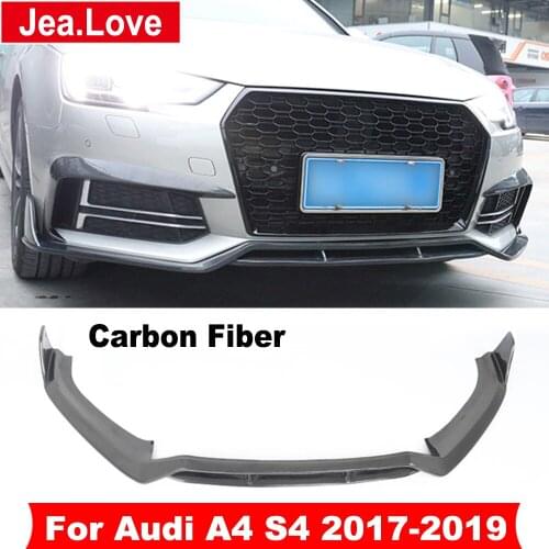Real Carbon Fiber Front Bumper Shovel Lip Diffuser Car Modification Styling Protector Body Kit for Audi A4 S4 2017-2019
