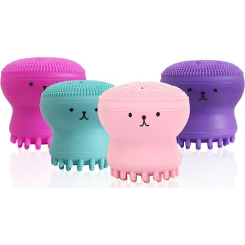 4color Silicone Face Cleansing Brush Facial Cleanser Octopus Shape Facial Cleanser Exfoliator Face Scrub Washing Brush Face Care