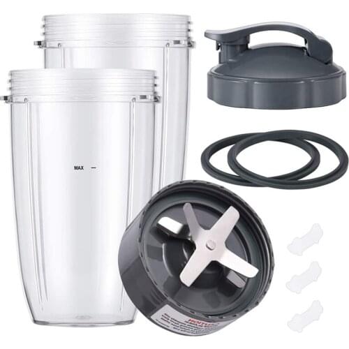 Replacement Parts Compatible for NutriBullet Cups , Blade & Cups for NutriBullet Blender 600W/900W Models (24OZ)