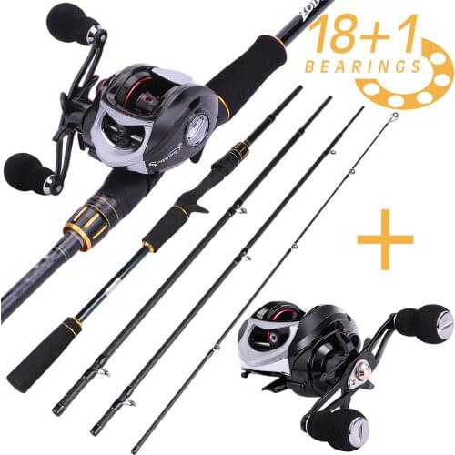 Sougayilang 2.12m Lure Rod and Baitcasting Reel Carbon Fiber Spinning Pole Casting Fishing Reel Wheels Sets Fishing Tackle