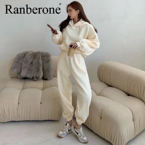 Ranberone Tracksuit Women Sweatshirts Tops and Pants Two Piece Suit Women Trousers Casual Sportwear Matching Set Fashion Outfits