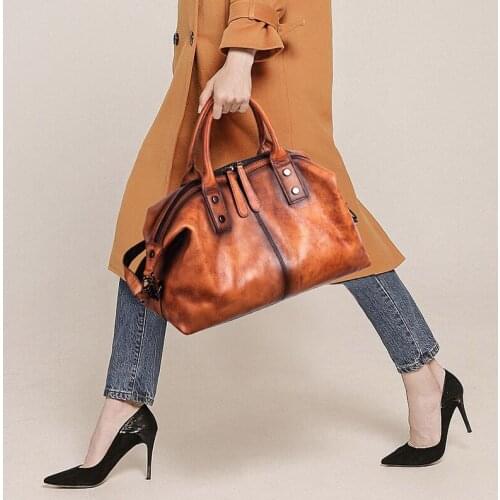 Women Retro Handmade Genuine Leather Handbags High Quality Female Shoulder Bag Womens Designer Bag Ladies Bags Bolsos Mujer