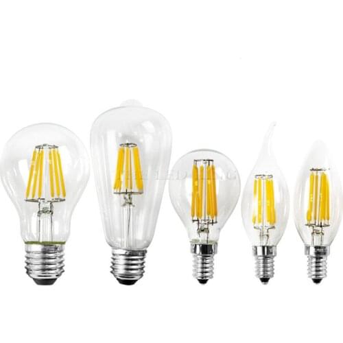 Retro LED Bulb 2W 4W 6W 8W 12W NOT Dimmable E14 E27 Base Warm White Filament AC 220V ST64 A60 G45 C35 C35L Edison Bulbs