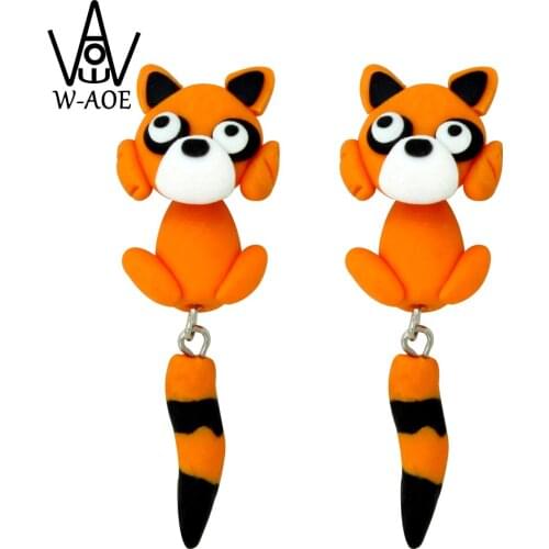 TTPAIAI 30 Brand Handmade Polymer Clay 3D Raccoon Stud Earrings Fashion Jewelry Cartoon Animal Earrings For Women Girl Gift