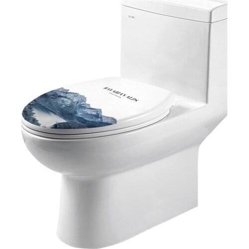 18 Inches Universal Thickening Printed Toilet Lid U-Shaped Toilet Seat Cover Creative Patterns Toilet Ring Bathroom Accessories