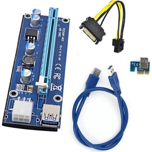 10pcs 60cm PCI-E PCI E Express 1X to 16X graphics card Riser Card 006c USB3.0 Extender Cable with Power Supply
