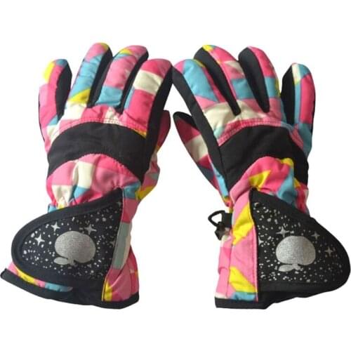 Waterproof Winter Skiing Snowboarding Gloves Warm Mittens For Kids Full-Finger Gloves Strap for Sports, Skiing, Cycling 3~7 Year