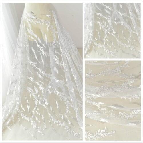 Wavy Twill Embroidered Sequins Lace Fabric Childrens Clothing Decoration Materials Stage Performance Background Mesh Fabric