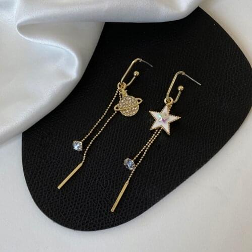 New Trend Fashion Gold Color Planet Stud Earrings Women Personality Rhinestone Saturn Earring Female Jewelry Gifts Party