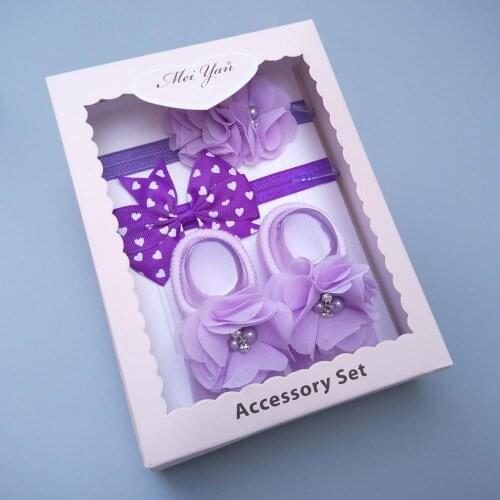 1 Set Newborn Socks+ Headband Baby Bows Hair Band Infant Lace baby girl headbands Princess Hair Accessories Gift