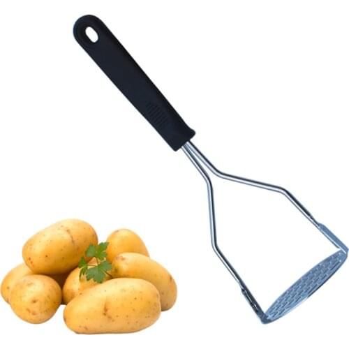 High Quality 1PC Stainless Steel Potato Masher Fruit Masher with Black Handle Kitchenware Tools