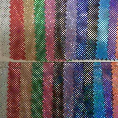 150cm*100cm one side elastic polyester knit laser small dots fabric fashion clothing diy cloth holographic decoration material