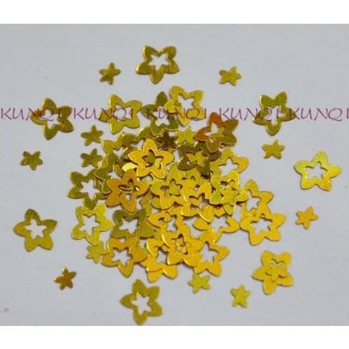 30g 7mm/ 4mm Flat Hollow Star Golden Loose Sequin Paillette Sewing,Wedding Craft,Women Kids DIY Garment Accessory