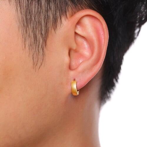 4MM Stainless Steel Light Body Inner Sand Earrings Japanese and Korean Simple Mens Ear Buckle Earrings 4 Colors Are Available