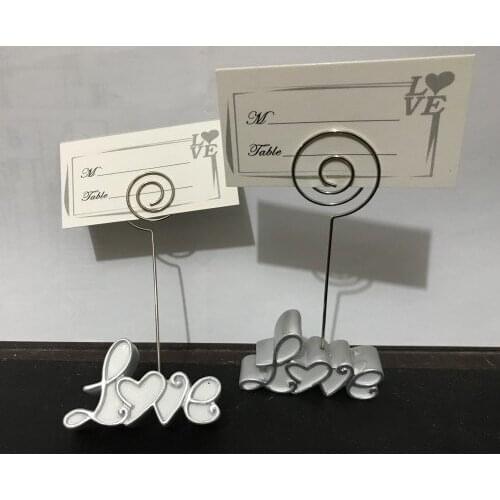 50Pcs/Lot) love-inspired table decoration favor of Pearl White Love Place Card Holders For Love name photo wedding souvenirs