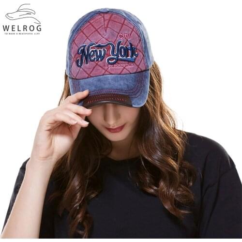 WELROG 2020 Denim Fabric Letter Baseball Caps Velcro Fashion Hip Hop Caps Adjustable Spring Summer Sun Hat Women Men Caps Hats