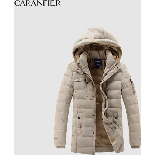 CARANFIER 2018 Winter Mens Hooded Parkas Casual Padded Men Thicken Jackets Warn Coats Fashion Fleece Inside Hot Sale Coats