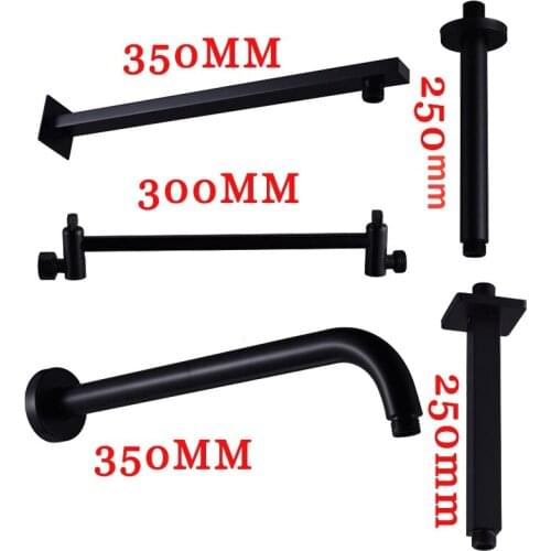 Black Round&Square Shower Arm Multi-Style Wall&Ceiling Mount Shower Holder Brass Folding Extension Telescopic Arm G1/2 Threaded