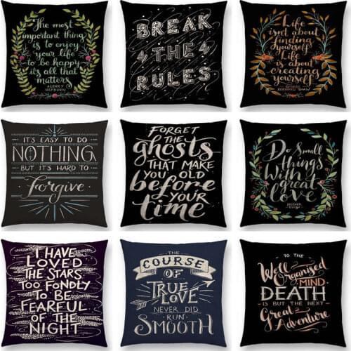 Decorative Letters Flowers Leaf Short Sentences Proverb Meaningful Words Gorgeous Cushion Cover Decor Sofa Throw Pillow Case