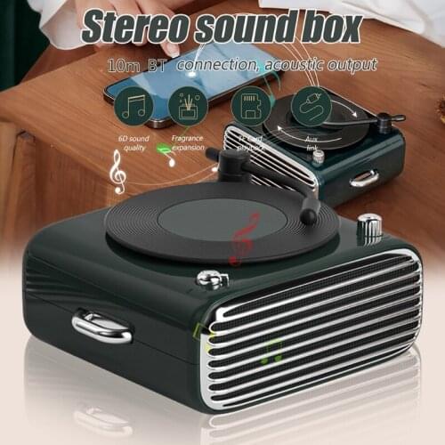H55F Built-in 1000mAh Battery Capacity Bluetooth-Compatible Speaker Retro Style AromatherapyVinyl FM Radio Vinyl Music Player