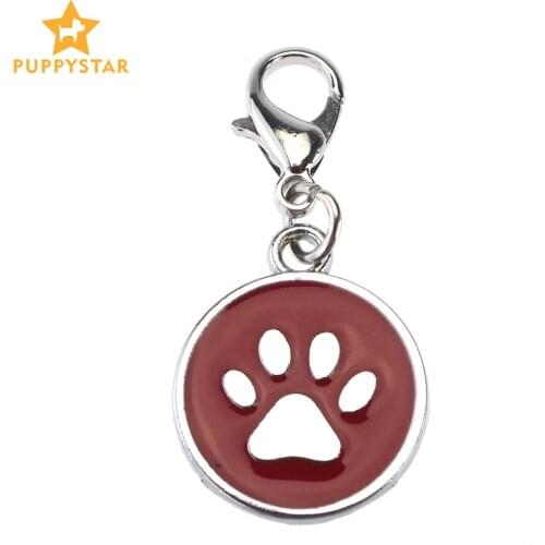 Dog Claw Footprint ID Tag Dog Tags For Dogs Solid Zinc Alloy Puppy Decorative Pendants Pet Collar Accessories For Dogs CZ0005