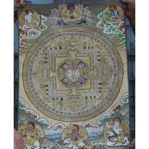 36 inch Chinese Silk embroidery 1000 Arms GuanYin Kwan-Yin Goddess Thangka Painting Mural