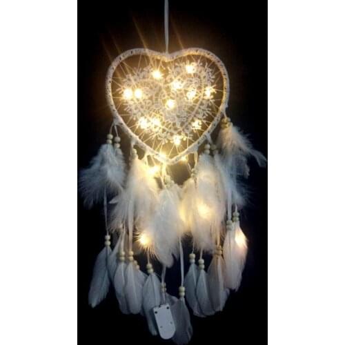 Girl Hollow-out Heart Love Dream Catcher Feather Hanging Art Gifts For Wedding Dream Catcher Christmas Dream Catcher Pendant