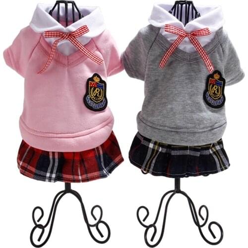 Cute Dog Clothes Old School Uniforms Costume Jacket Pet Winter Warm Clothes For Dog Cat Polyester Dress Skirt Pet Supplies
