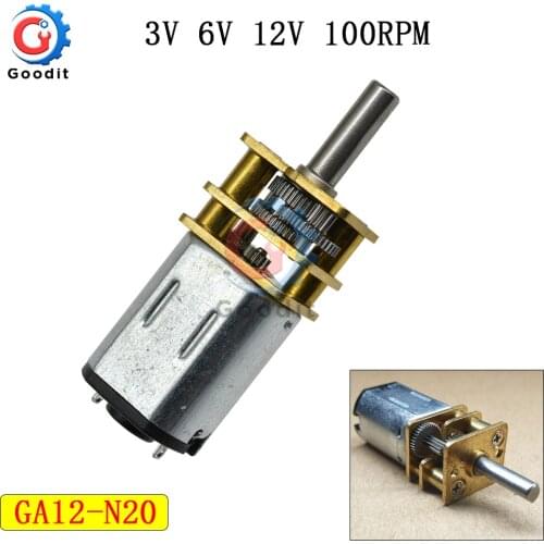 DC 3V/6V/12V Mini Micro Metal Gear Motor with Gearwheel DC Motors 100RPM Reduction Motor Low Speed Deceleration Motor Ga12-N20