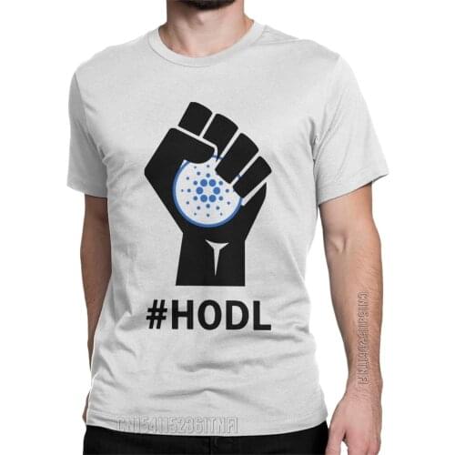 Men HODL Cardano Fist ADA T Shirt Bitcoin Pure Cotton Tops Casual Classic Short Sleeve Crew Neck Tee Shirt Adult T-Shirts