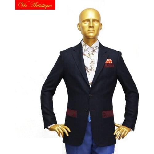 Custom tailor made Mens bespoke suits business formal wedding ware 2 pieces Jacket coat pant navy plaid fine heavy tweed wool