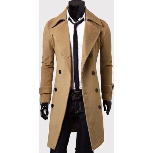 Mens Trench Coat 2021 New Fashion Men Long Coat Autumn Winter Double-breasted Windproof Straight Loose Trench Coat Men Plus Size