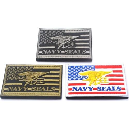 US NAVY SEALS Amercian Flag patches military Patches hook tactical swat USA ARMY for coat vest