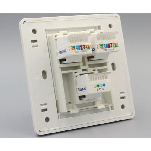 Wall Socket Dual Network LAN RJ45 Cat6 & RJ11 Cat3 Telephone Outlet Panel Faceplate