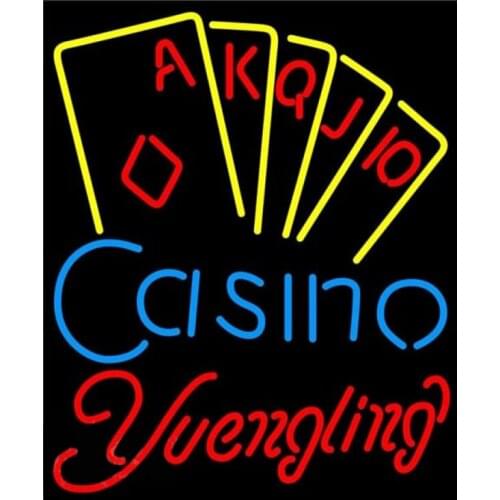 Yuengling Casino Poker Neon Sign Custom Handmade Real Glass Tube Beer Bar KTV Party Store Decoration Display Neon Signs 20"X24"
