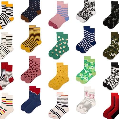 1 pair Men Women Socks Cotton Crew Lovers Socks Funny Animal Cartoon Casual Colorful Dots in tube Sock A-G