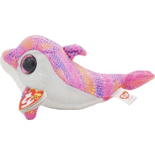 New 6 ‘’15cm Ty Beanie Stuffed Animals Pink dolphin Collectible Doll Big Eyes Marine life Stuffed Gift For Girl Soft Toys Gift