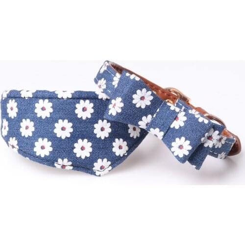 Japanese Style Dog Collar Bow Tie Pet Puppy Product Dog Cat Collar Towel Necklace Bow Tie And Towel Set Collar S M L