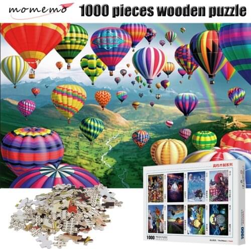 MOMEMO Creative Color Fire Balloon Adult Puzzle 1000 Pieces Wooden Puzzle Entertainment Jigsaw Puzzle Children Assembling Toys