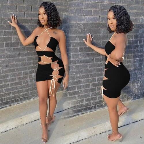 Zoctuo Girls Spaghetti Strap Dress Off Shoulder Hollow Out Sexy Bodycon Dresses Club Party Backless Sleeveless Dresses For Women