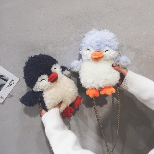 Cartoon Penguin Plush Bag Cute Small Bag Female Models Cute Fur Shoulder Bag