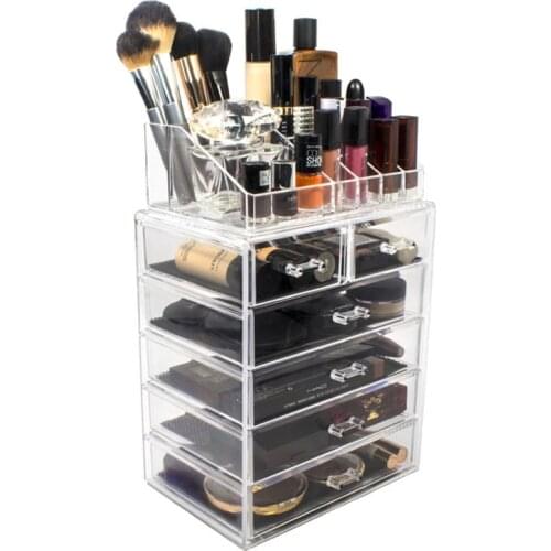 Big Size Clear Acrylic Makeup Organizer Cosmetic Drawer Storage Box Lipstick Makeup Brush Holder Perfume Organizer Jewelry Box