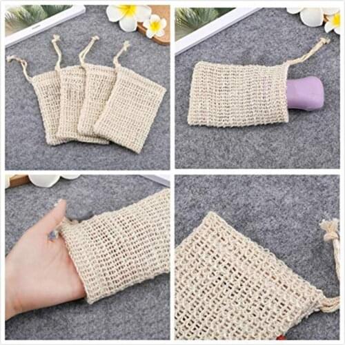 Foaming Net Soap bundle pocket Sisal Hemp Soap Bag Mesh Soap Storage Bag Remove Fat Descaling Double-layer Net Bags Foam sleeve