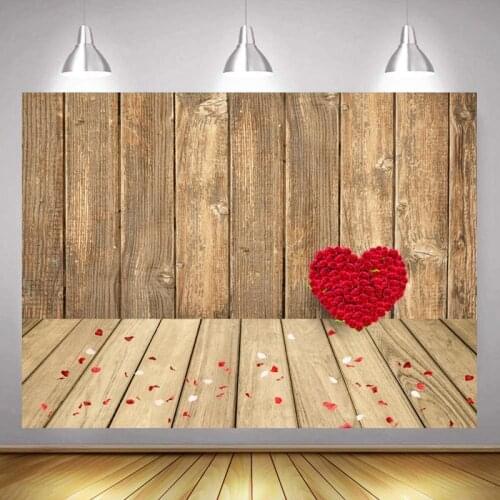 Romantic Valentines Day Series Picture Red Rose Wood Backdrop Couples Party Venue Decorative Photography Studio Background