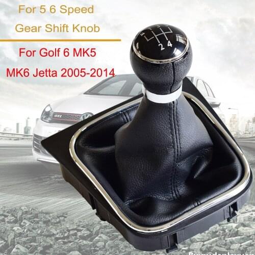 GOOD Shipping Car Shift Gear Knobs Covered Leather Knob With Gaitor For VW Volkswagen GOLF 6 VI MK6 Jetta 5 Golf 5 V MK5