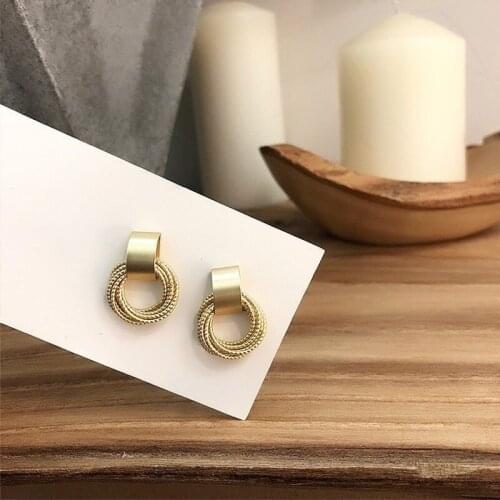 Ear Rings for Women Earring Set Women Earring Gold Metal Multi-layer Circle Winding Geometric Round Stud Earrings